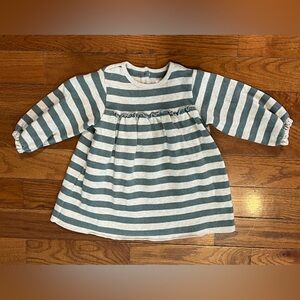 Play Up Green & Cream Striped Knit Dress Long Sleeve Baby Girls 24M Good